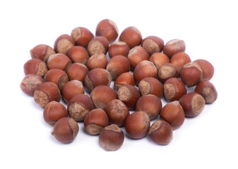 Pile of natural hazelnuts