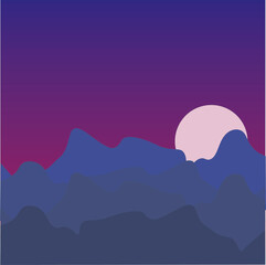 Fototapeta premium sunset behind the mountains purple tone