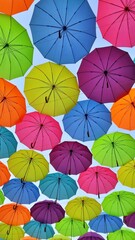 Fototapeta na wymiar 컬러풀한 우산, a colorful umbrella, カラフルな傘 (2)