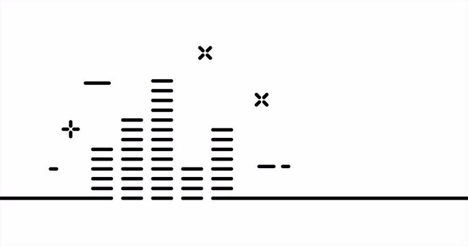 Sound visualization. Recording, voice, listen, hobby, volume, loudness, entertainment. Music concept. One line drawing animation. Motion design. Animated technology logo. Video 4K