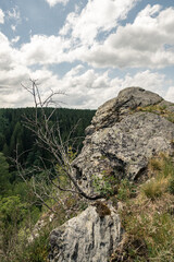 Fototapeta premium Ehrensteinley Panorama Monschau Felsformation im Sommer