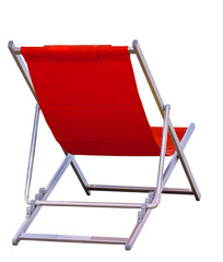 Chaise longue toile rouge, fond blanc 