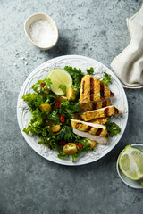 Healthy salad with grilled chicken