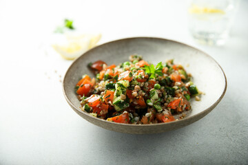 Healthy buckwheat salad with vegetables