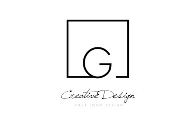 G Square Frame Letter Logo Design with Black and White Colors.