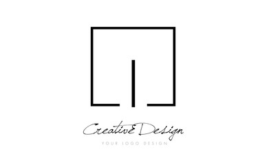 I Square Frame Letter Logo Design with Black and White Colors.