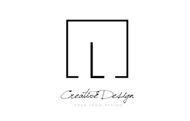L Square Frame Letter Logo Design with Black and White Colors.