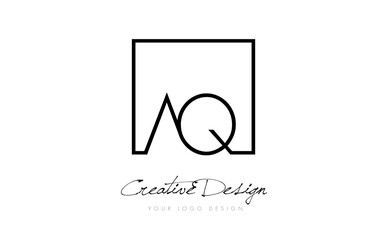 AQ Square Frame Letter Logo Design with Black and White Colors.
