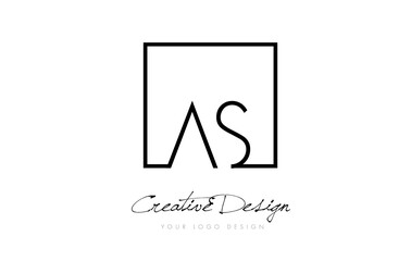 AS Square Frame Letter Logo Design with Black and White Colors.