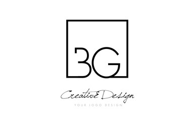 BG Square Frame Letter Logo Design with Black and White Colors.