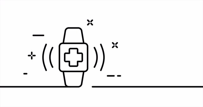 Ambulance. Cross, flasher, urgent, first aid, help, doctor, treatment, paramedic. Healthcare concept. One line drawing animation. Motion design. Animated technology logo. Video 4K