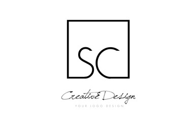 SC Square Frame Letter Logo Design with Black and White Colors.