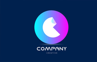 pink blue C geometric alphabet letter logo icon design with folded corner. Template for company