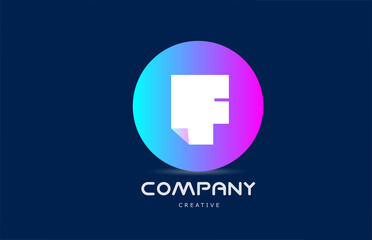 Obraz premium pink blue F geometric alphabet letter logo icon design with folded corner. Template for company