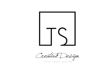 TS Square Frame Letter Logo Design with Black and White Colors.