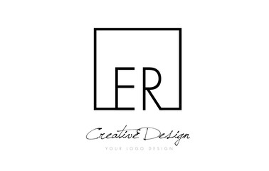 Fototapeta premium ER Square Frame Letter Logo Design with Black and White Colors.