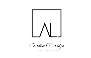 AL Square Frame Letter Logo Design with Black and White Colors.