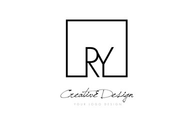 RY Square Frame Letter Logo Design with Black and White Colors.