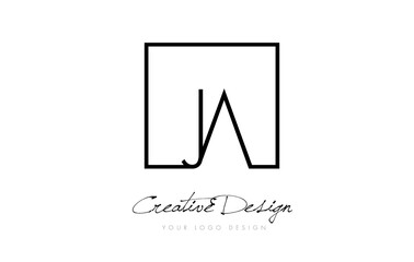 JA Square Frame Letter Logo Design with Black and White Colors.