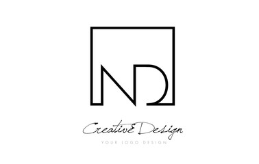 ND Square Frame Letter Logo Design with Black and White Colors.