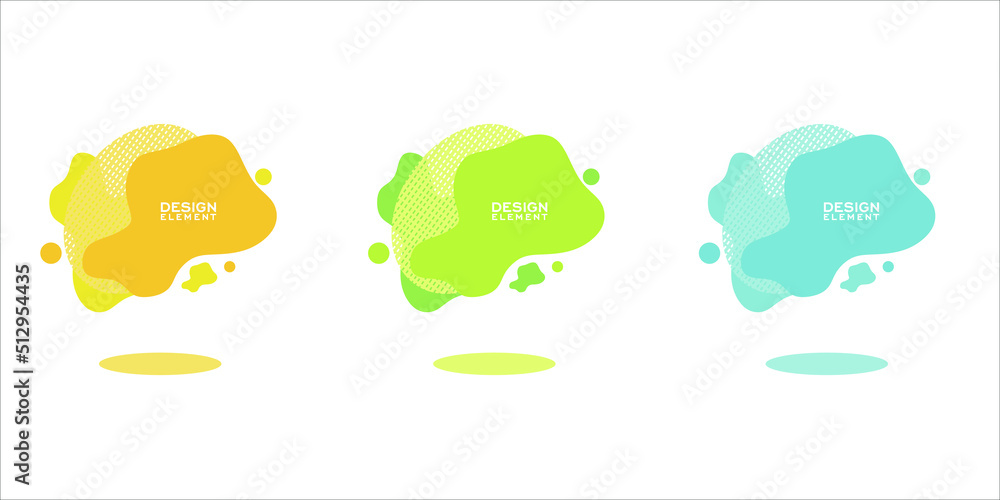 Aufkleber set of abstract modern graphic elements. dynamical colored forms and line. abstract banners with flo
