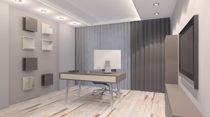 Modern office building interior. 3D rendering.