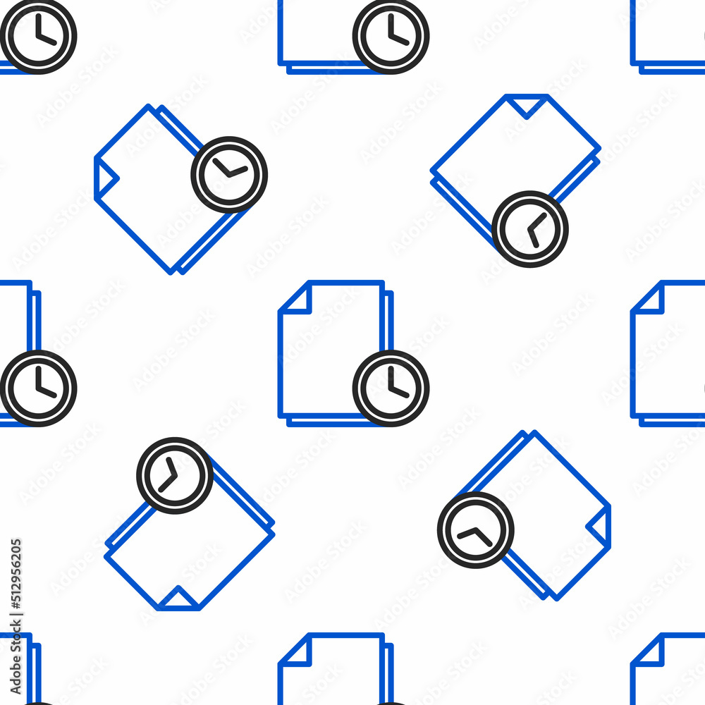 Poster line document with clock icon isolated seamless pattern on white background. document and countdown,