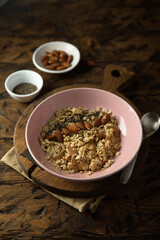 Traditional healthy granola bowl for breakfast