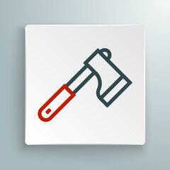 Line Wooden axe icon isolated on white background. Lumberjack axe. Colorful outline concept. Vector