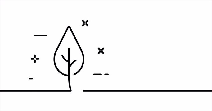 Leaf. Leaves, plant, green, produce oxygen, clean environment, save the planet. Nature concept. One line drawing animation. Motion design. Animated technology logo. Video 4K