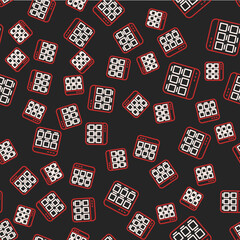 Line Online shopping on screen icon isolated seamless pattern on black background. Concept e-commerce, e-business, online business marketing. Vector