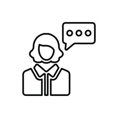 Conversation, female, message line icon. Outline vector.