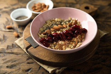 Traditional healthy granola bowl for breakfast