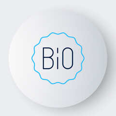 Line Banner, label, tag, logo for bio green healthy food icon isolated on white background. Organic product. Healthy food sticker. Colorful outline concept. Vector