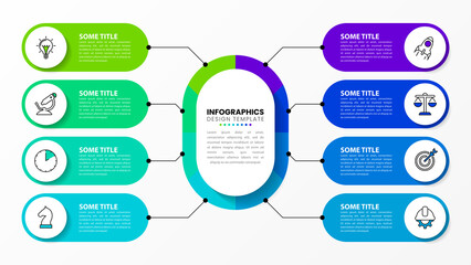 Infographic template. 8 steps connected to the center