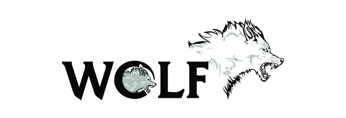 black wolf logo vector illustration, Design element for logo, poster, card, banner, emblem, t shirt. Vector illustration