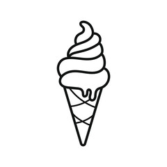 Ice cream cone. Coloring. Black and white vector illustration.