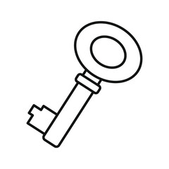Key. Coloring. Black and white vector illustration.