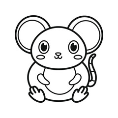 Sweet mouse. Coloring. Black and white vector illustration.