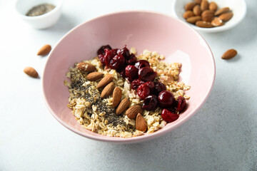 Traditional healthy granola bowl for breakfast