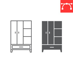 Wardrobe line and glyph icon, furniture and interior, cupboard vector icon, vector graphics, editable stroke outline sign, eps 10.