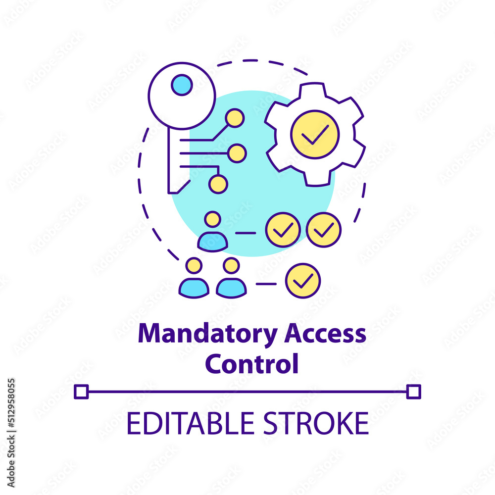 Aufkleber mandatory access control concept icon. security management abstract idea thin line illustration. per