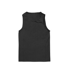 Men`s black tank top for running or fitness isolated on white