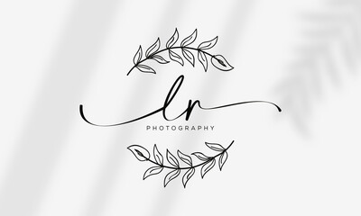 Botanical Floral element Hand Drawn Logo with Wild Flower and Leaves. Logo for spa and beauty salon, boutique, organic shop, wedding, floral designer, interior, photography, cosmetic.