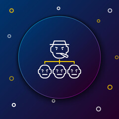 Line Mafia icon isolated on blue background. Boss and gangsters. Colorful outline concept. Vector
