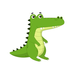 Crocodile cartoon character. Crocodile icon isolated on white background. Vector illustration for design and print