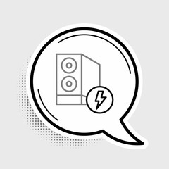 Line Case of computer icon isolated on grey background. Computer server. Workstation. Colorful outline concept. Vector