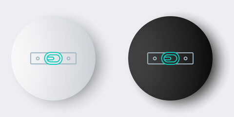 Line Leather belt with buttoned steel buckle icon isolated on grey background. Colorful outline concept. Vector