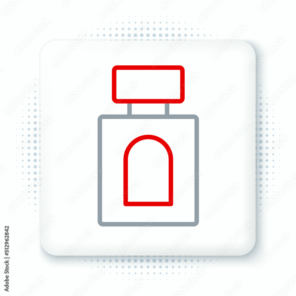 Sticker Line Aftershave icon isolated on white background. Cologne spray icon. Male perfume bottle. Colorful outline concept. Vector