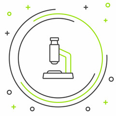 Line Microscope icon isolated on white background. Chemistry, pharmaceutical instrument, microbiology magnifying tool. Colorful outline concept. Vector
